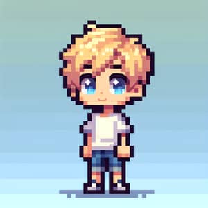 Pixel Young Blond Character - 2D Design