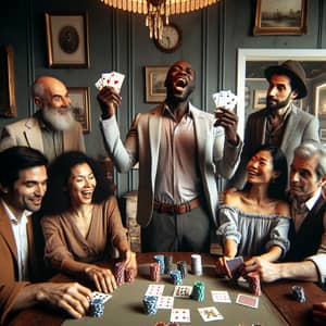 Diverse Poker Game at Traditional Parlour | Group of Friends