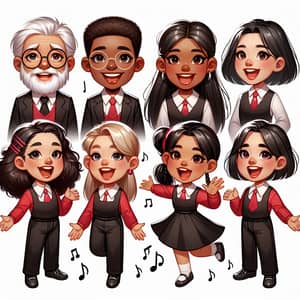 Diverse Choir Group Singing in Perfect Harmony | Red & Black Uniform