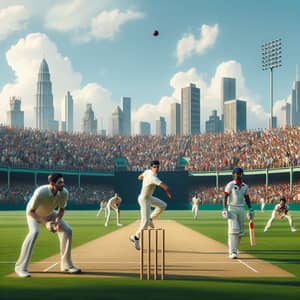 Intense Cricket Match on Lush Green Field | Diverse Players & Fans