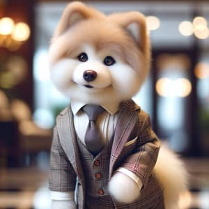Sophisticated Canine in Classic Tweed Suit | Charming Dog Character