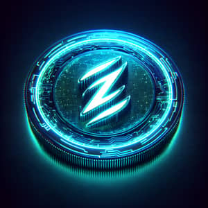 Futuristic Energy Token in Electric Blue & Green | Symbolic Coin