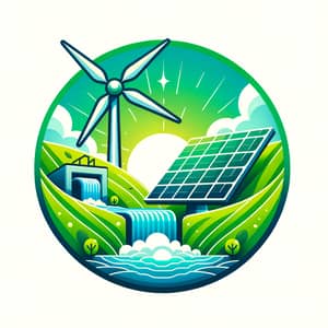 Renewable Energy Icon: Wind, Solar, Hydro Power