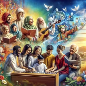 Harmony and Unity: Depiction of Diverse Group in Peaceful Scene