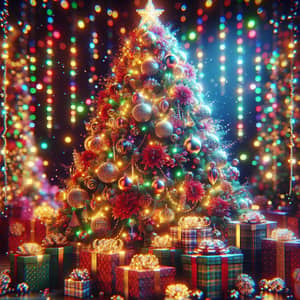Vibrant Christmas Tree Decor: Glowing Lights & Festive Ornaments