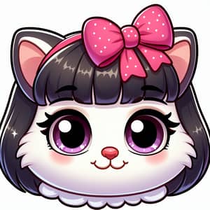 Hello Kitty with Bangs - Cute Cartoon Cat with Pink Bow