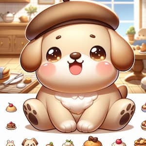Adorable Pompompurin: Cream Puppy Character with Brown Beret