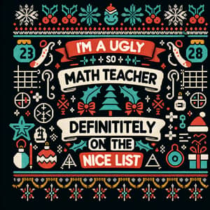Ugly Christmas Sweater Math Teacher Holiday Graphic