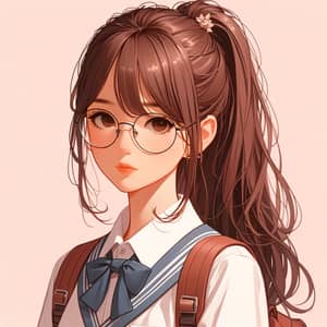 South Asian Girl in School Uniform with Glasses
