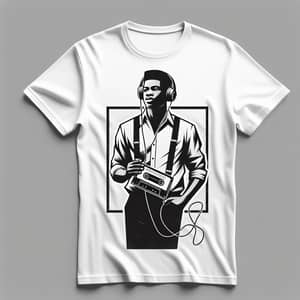 Vintage Black Man T-Shirt Design with Cassette Player | Cool Retro Tee