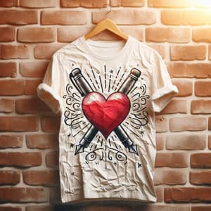 White T-Shirt with Heart Graphic | Unique Design