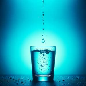 Captivating Water Drop in Vibrant Blue Glass