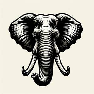Black and White Elephant Head Logo Design