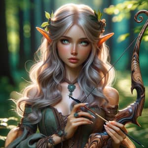Elven Girl with Magical Beauty - Stunning Bow in Forest