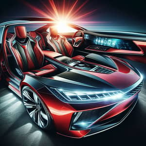 Modern Red Car Illustration | Premium Leather Seats & Cutting-Edge Features