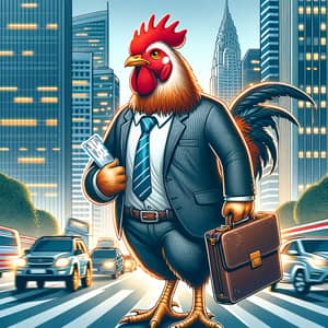 Business Chicken Journey - Executive Traveling Illustration