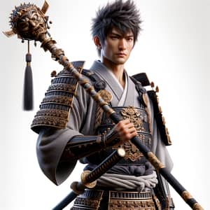 4K Samurai Wallpaper | Character with Ornate Staff