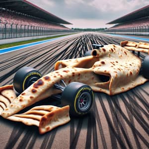 Formula 1 Car Fusion with Lavash Bread on Racing Track