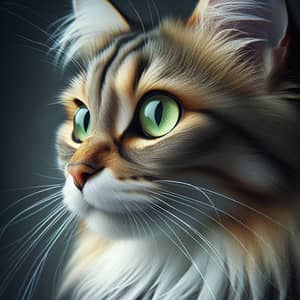 Vibrant Green-Eyed Domestic Feline - Curious Housecat Closeup