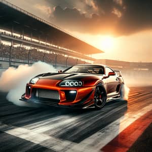 Vibrant Orange & Black Supra MK4 Drifting | Race Course