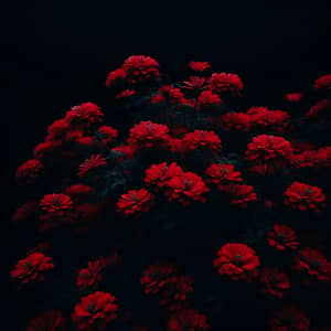 Vibrant Red Flowers on Black Background