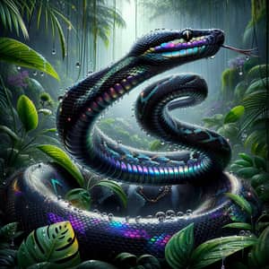 Anime Style Python Snake Illustration in Lush Rainforest Habitat