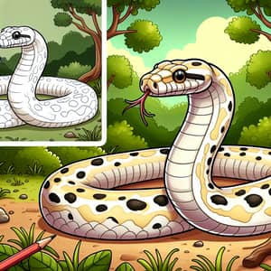 Mesmerising Albino-Spotted Python in Forest - Cartoon Style Image