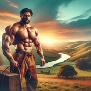 Powerful Man in Rustic Setting | Majestic Landscape