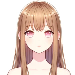 Aesthetic Anime Girl with Light Brown Hair and Pink Eyes