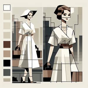 Geometric Block Style Modest White Women - Influencer