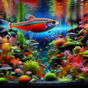Vibrant Danio Fish in Colorful Aquarium