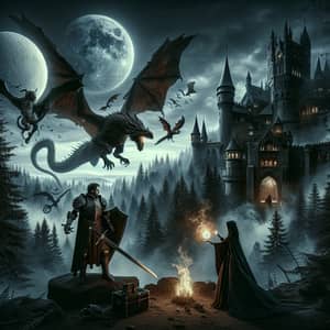 Dark Fantasy Castle: Knight vs Dragon, Woman Magician | Worlds of Wonder