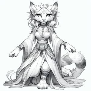Ethereal Feline Character Inspired by Sigyn Mythology