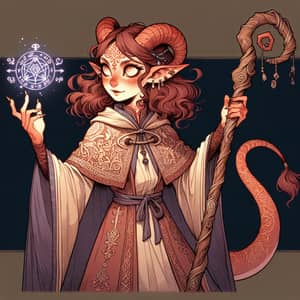 Female Tiefling Wizard Illustration | Magical Fantasy Art