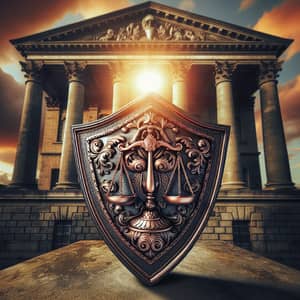 Protection from Judgement: Symbolic Shield Entwined with Scales of Justice