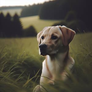 Pensive Labrador Retriever in Serene Field