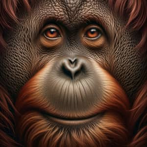 Detailed Orangutan Face Image | Realistic Ape Portrayal
