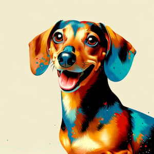 Joyful Dachshund Dog Digital Painting - Modern Minimalism