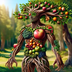Tree Transformed into Human Form with Fruits - Nature's Artwork