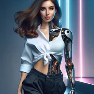 Futuristic Cyberpunk Woman - Future Fusion and Vibrant Intensity