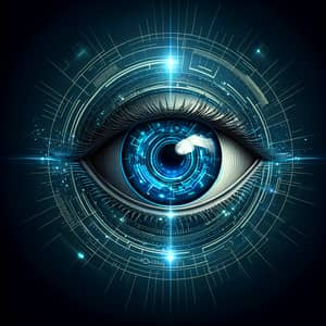 Futuristic AI Eye Design in Dark Blue Tones