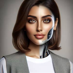 Futuristic Middle Eastern Woman Blending Cyborg and Humanity Elements
