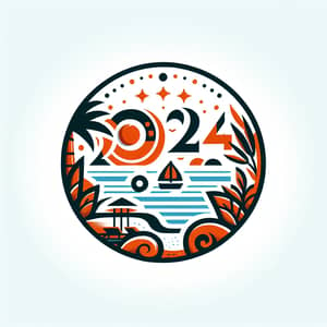 Summer 2024 Vacation Logo Design | Sun, Beach & Tropical Elements