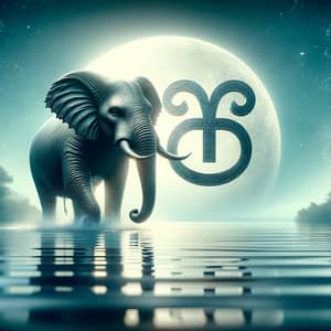 Scorpio Symbol and Majestic Elephant in Tranquil Water