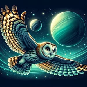 Graceful Owl in Serene Night Skies with Uranus