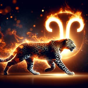 Leopard with Fire Element and Aries Symbol | Dynamic Energy