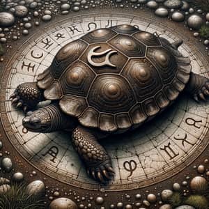 Turtle with Taurus Symbol on Ground - Mystical Nature Image
