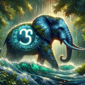 Tranquil Elephant with Scorpio Symbol - Strength and Intensity