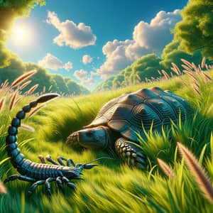 Turtle and Scorpio Encounter in Nature