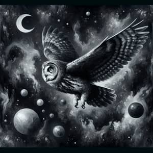 Enigmatic Owl in Celestial Night Sky